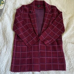 JCrew Sophie sweater blazer, burgundy plaid, size M, NWOT